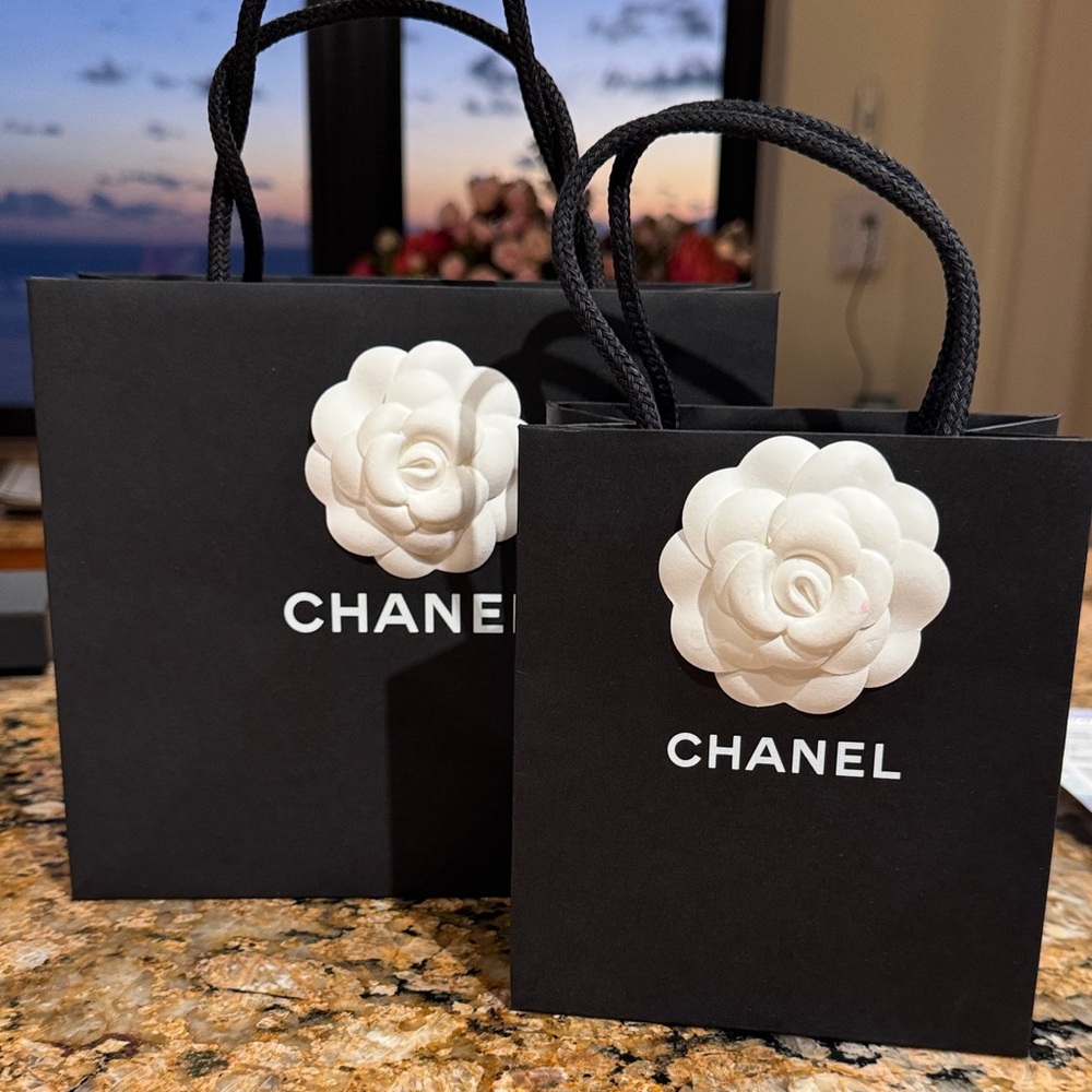 Chanel Black and White Floral Accent Bag